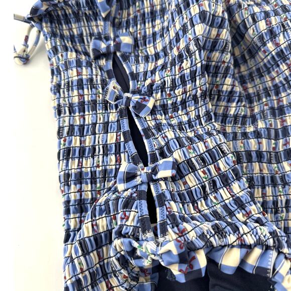 Damson Madder Navy Blue Margot Gingham Betty Swimsuit Size 14 - Picture 5 of 10